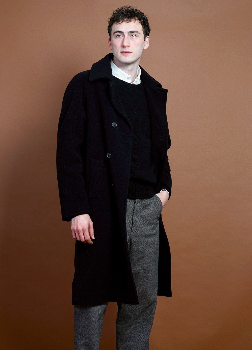 HANSEN Garments - SIGURD | Long Lined Wool Coat | Black - HANSEN Garments