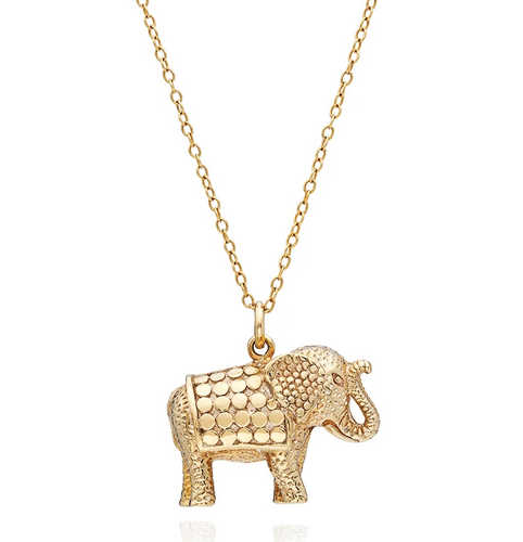Elephant Charm Necklace - Gold
