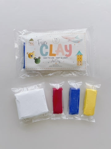 Fun Clay is a unique non-toxic clay that is lightweight, smooth, and pliable. This clay will simply air dry to a firm consistency in 24 hours. No baking required.