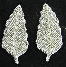 Load image into Gallery viewer, Leaf Pair with Silver Beads 3&quot; x 1.5&quot;