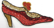 Shoe Womens Heal with Red/Gold Sequins 7