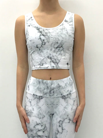 White Marble Crop Top