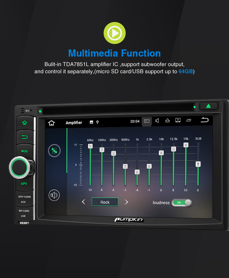 pumpkin 6.2 inch android 10 radio