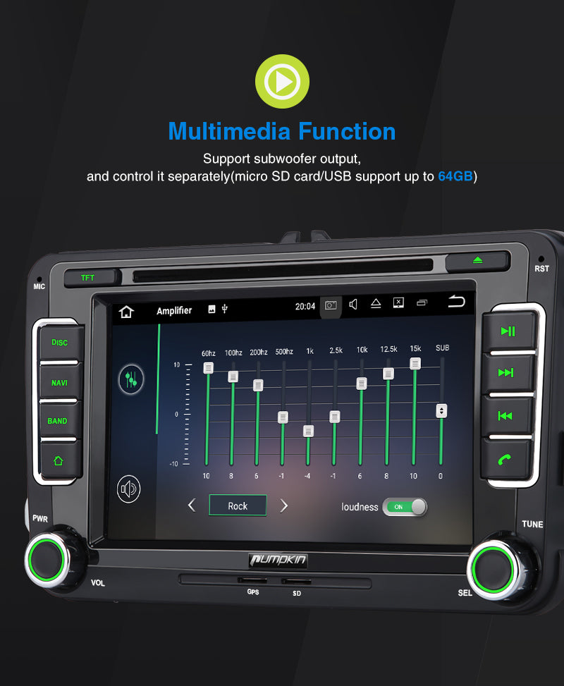 Pumpkin 7 Inch Double Din Android 11 Car Stereo with DVD Player Touch Screen for Ford Series