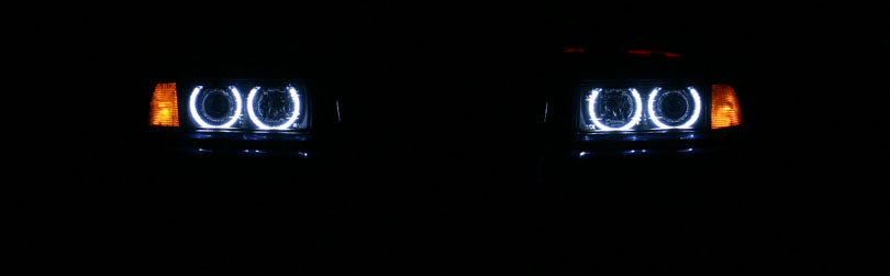 BMW E36 M3 with angel eyes.