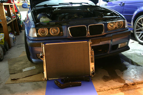 BMW E36 M3 with CSF radiator about to be installed.