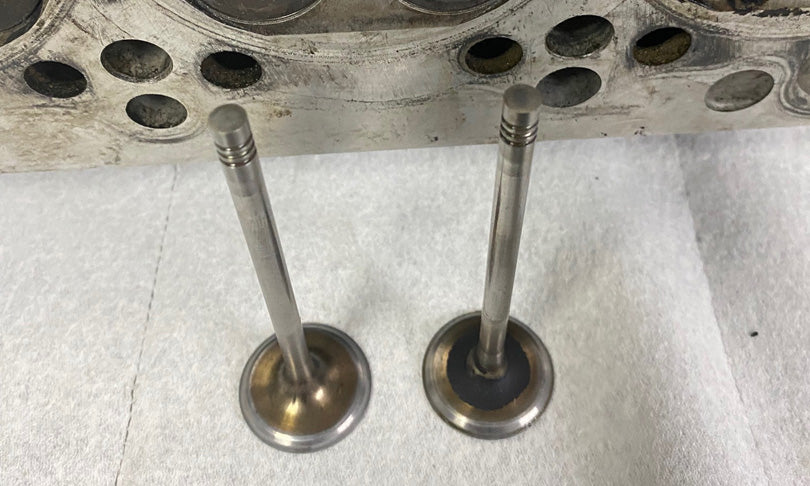Valves removed and placed on bench top. Before and after ultrasonic cleaning.