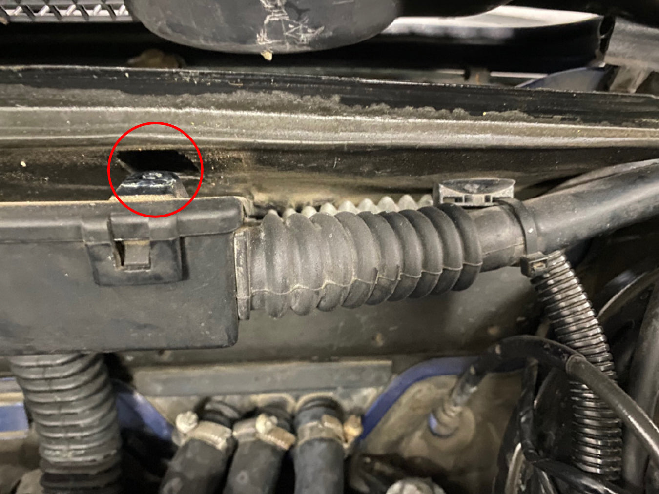 BMW E36 wiring harness box mounting screw location.