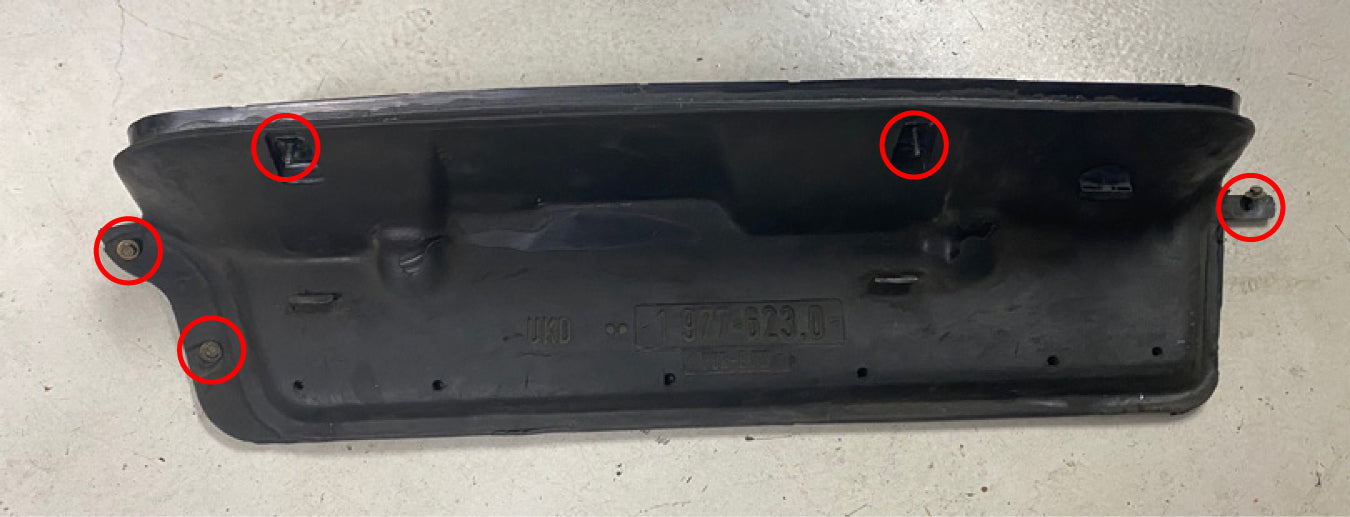 BMW E36 firewall panel fastener locations circled.