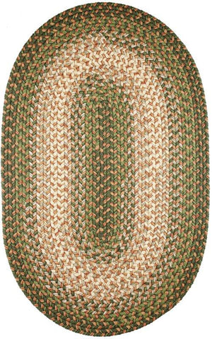 Blue Ridge Wool Oval Braided Rug, 5' x 8' - Moss Multi