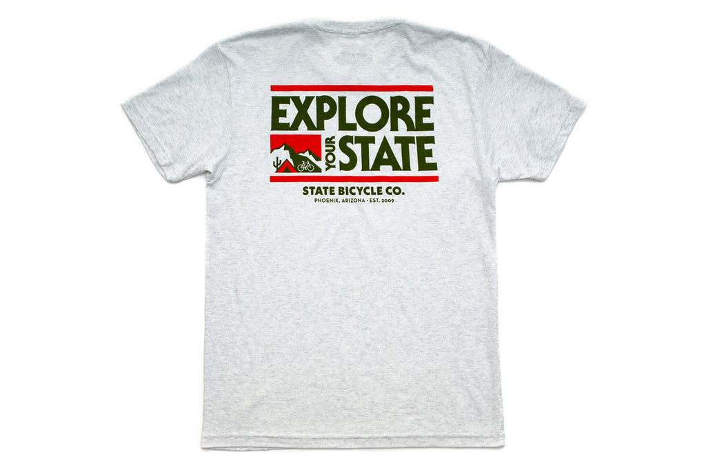 State Bicycle Co. - "Explore Your State" - Heather / Army / Orange - T-Shirt