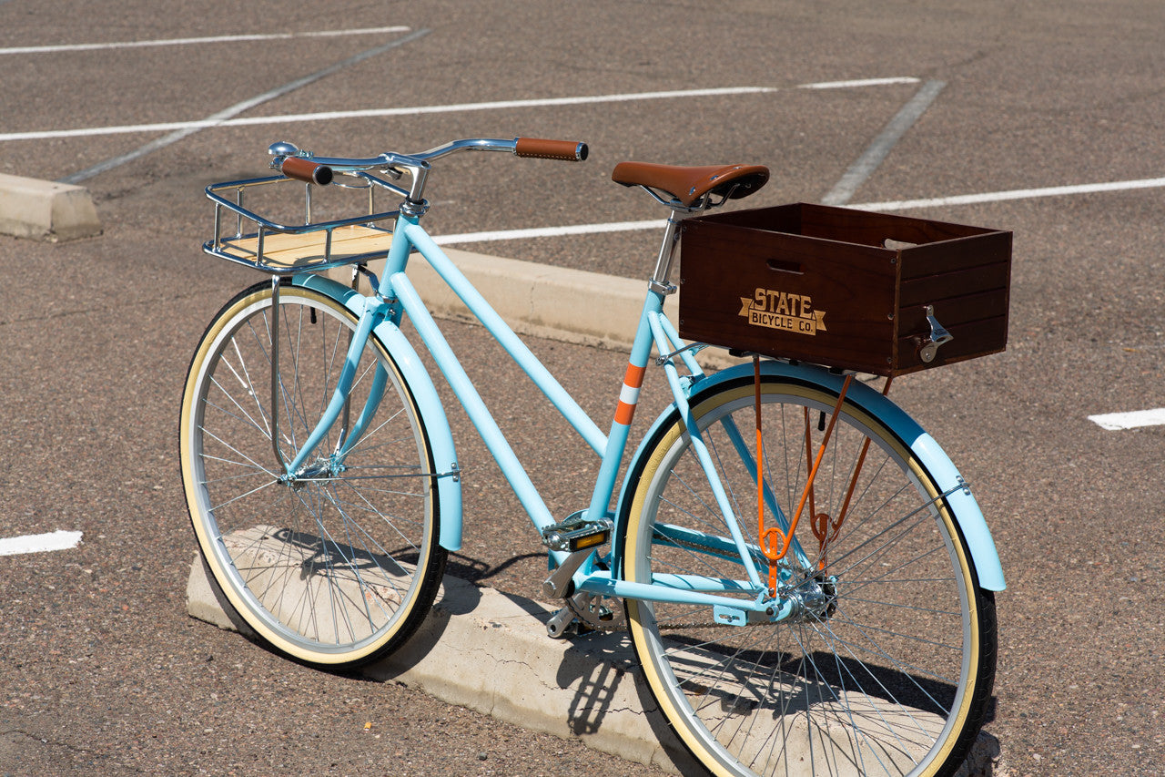 wooden rear bike basket