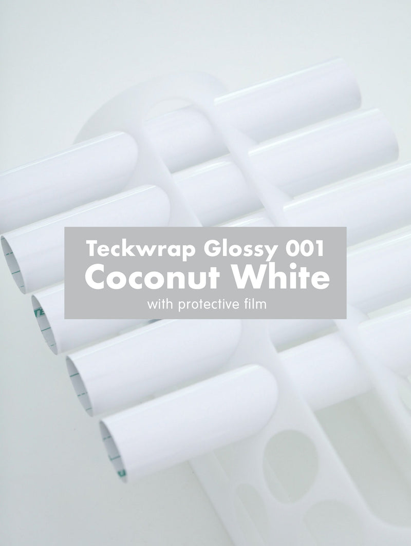 Teckwrap 001 Series Glossy Adhesive Vinyl Stickers Coconut White