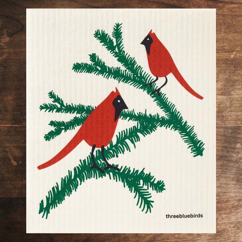 Three Bluebirds Swedish Dishcloth — Pomegranate - What's Good