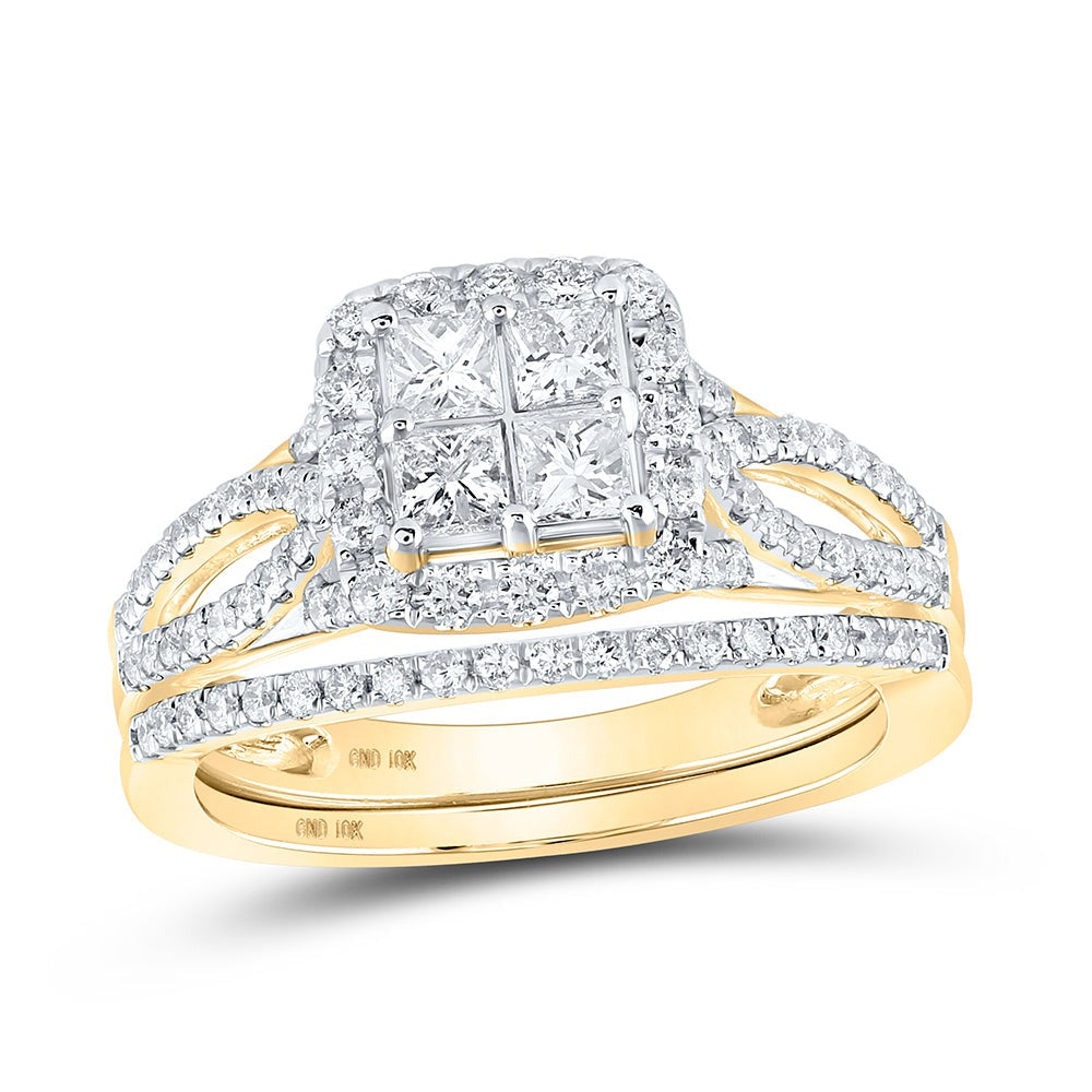 Ik zie je morgen Resoneer Zonnebrand 10kt Yellow Gold Princess Diamond Square Bridal Wedding Ring Band Set –  Gold N Diamonds