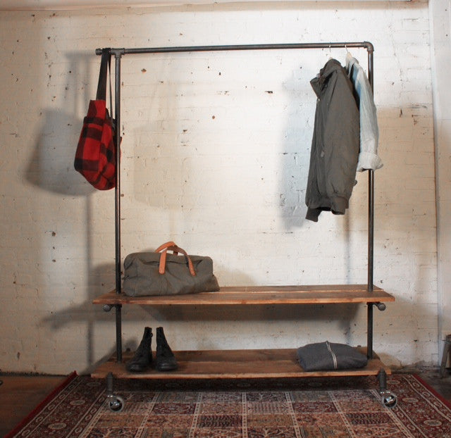 Industrial clothing rack with shelves - Monroe Trades