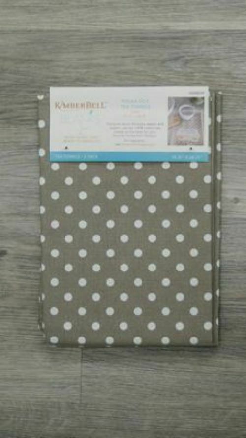 POLKA DOT TEA TOWELS WARM GREY by Kimberbell (2 pack)
