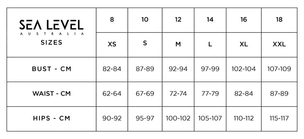 sea level size chart