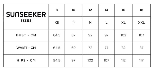 sunseeker size chart