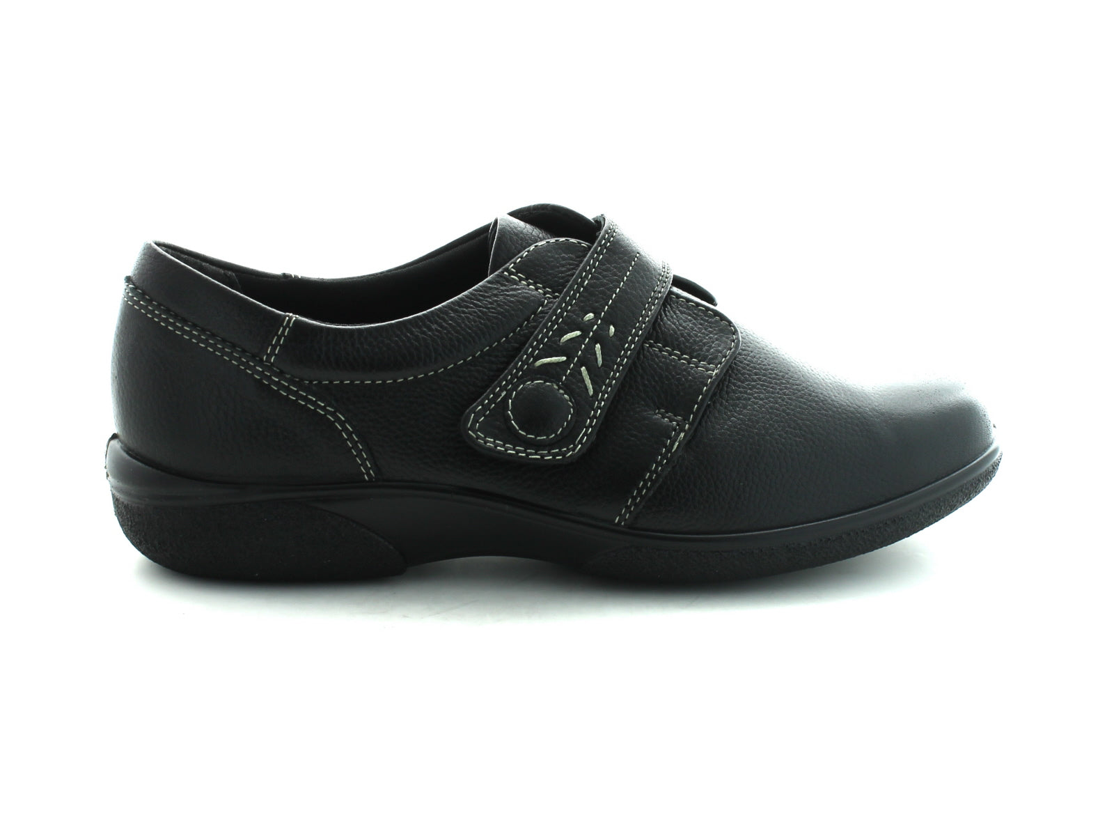 DB Easy B Healey Ladies Wide Fitting Shoes Black Leather Walsh