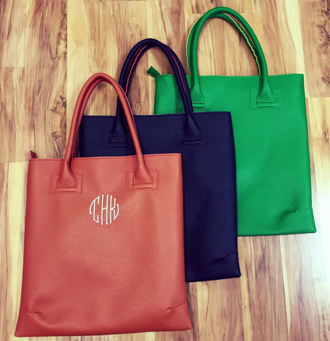 Monogrammed Tote Leather Bag gift for her