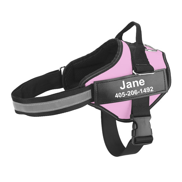 Personalized PawRoll No Pull dog harness (3 D-Ring) - L (40-60LBS) / Pink