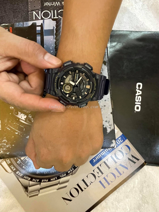 Casio Men's Heavy Duty Analog-Digital World Time Watch AEQ120-2AV 