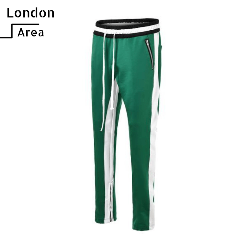 green white striped pants