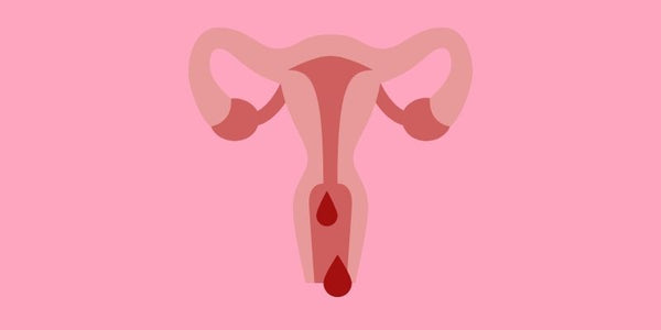 Grafik zum weiblichen Zyklus mit rosa Hintergrund