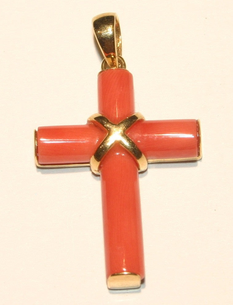 coral cross necklace