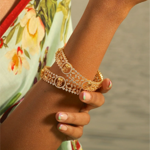 An image of a woman wearing Indian bangles