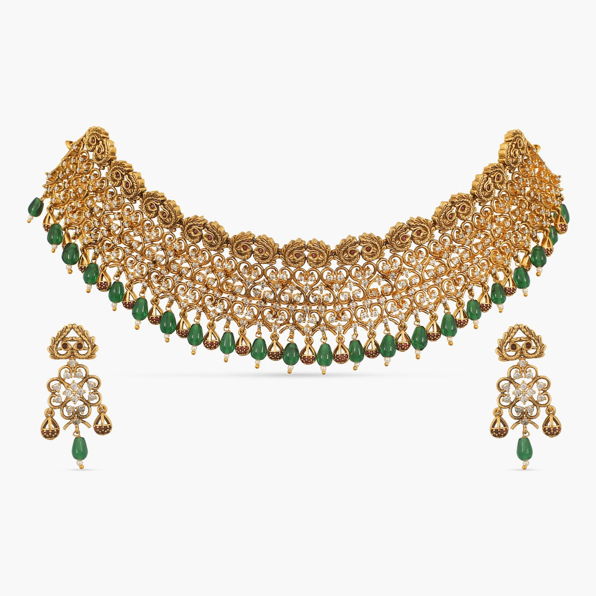 Subhi Antique Choker Set White Green