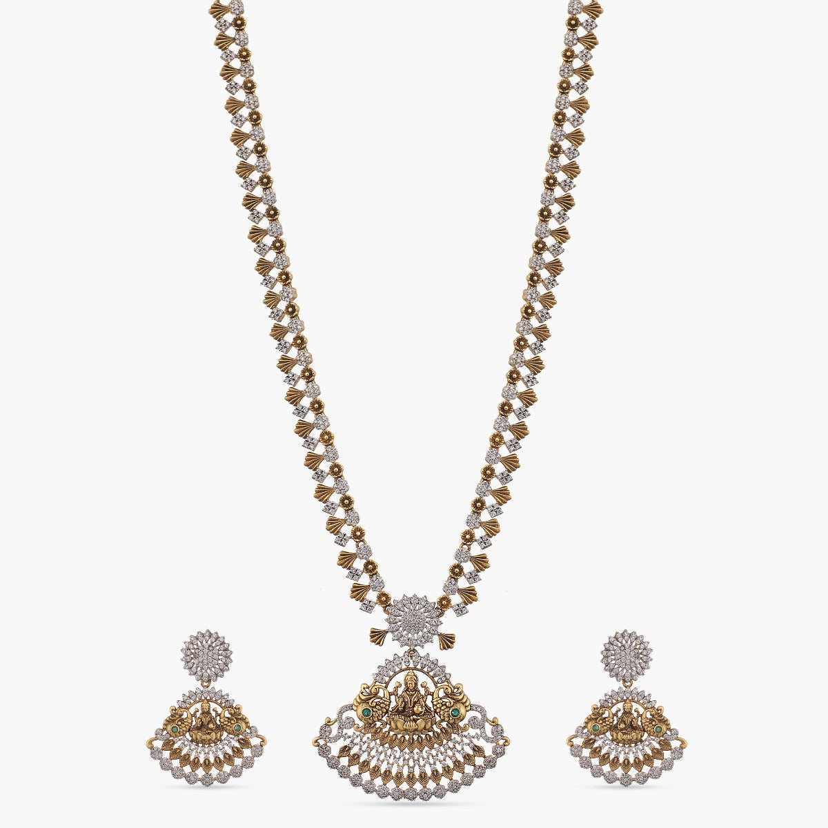 Buy Maithili Pink CZ Antique Long Necklace Set
