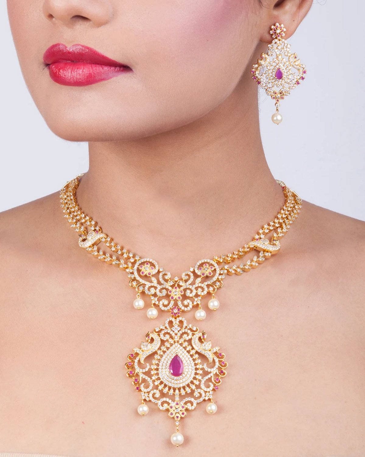 Utkarsh Nakshatra CZ Necklace Set | Indian Necklace Set Online ...