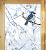WND-102 - Blue Jay Bird Perched on Branch - Stained Glass Style Vinyl Decal for Windows ©YYDC CLR:WND