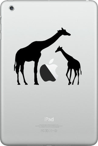 IPAD-M - Giraffe Mom and Baby - iPad MINI - Vinyl Decal (3.5"w x 3"h) (Color Choices)