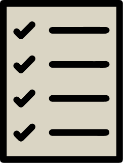 A checklist with four items, each marked with a black check mark.