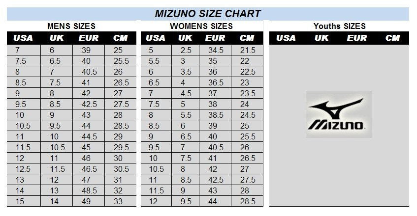 mizuno running shoes sizing