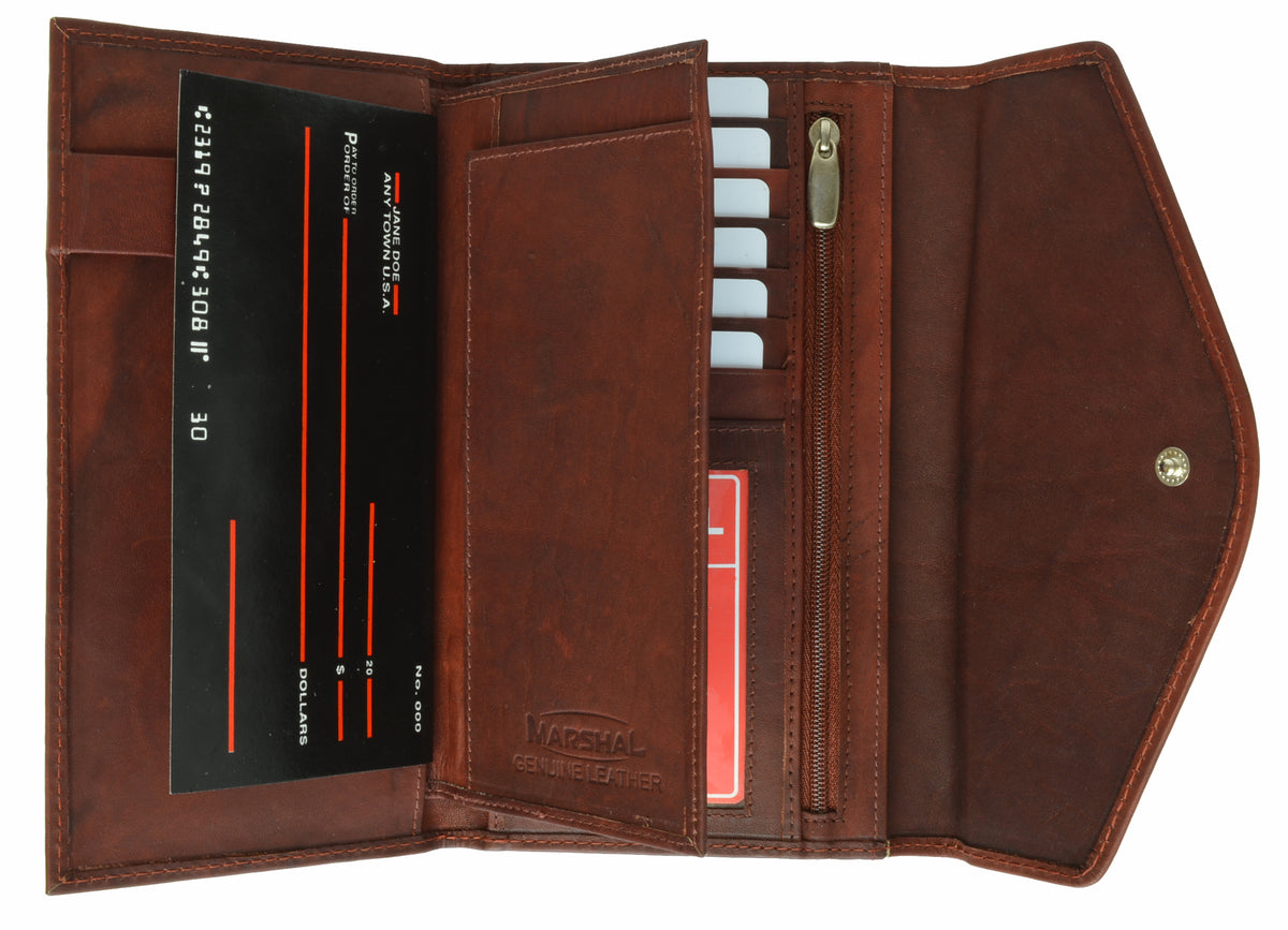 leather checkbook wallet for women