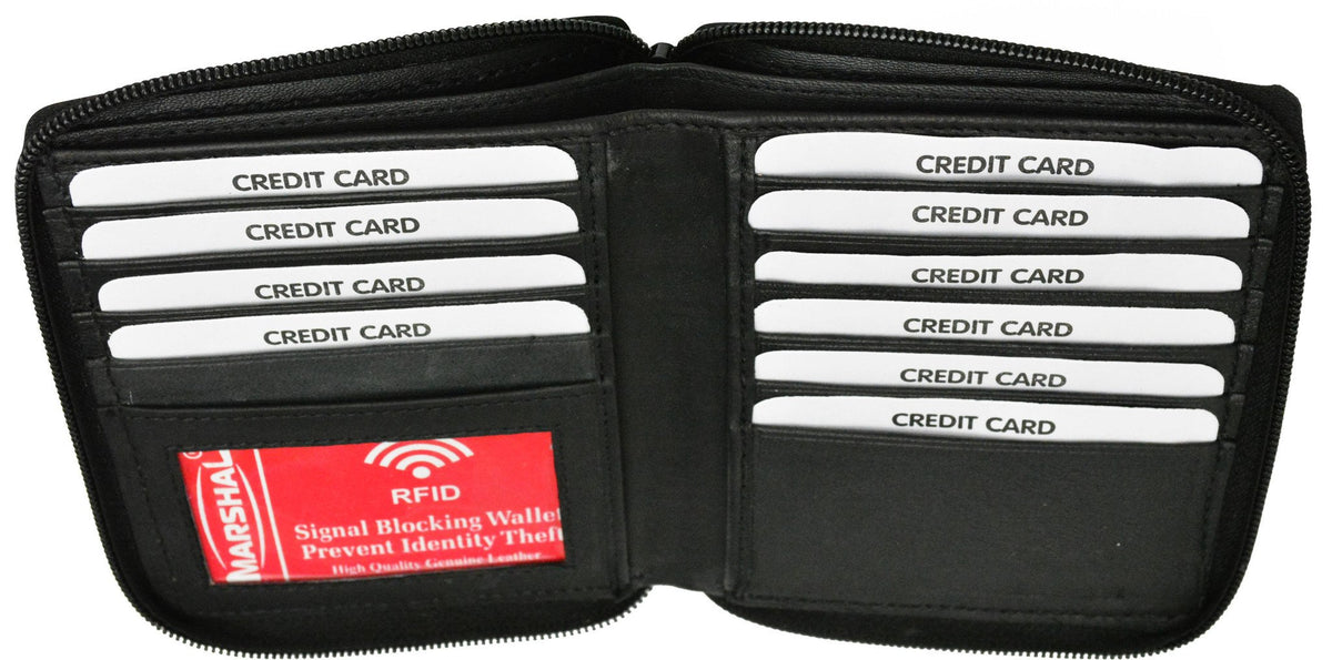 Rfid Blocking Mens Premium Soft Leather Zippered Id Wallet Rfid P 702nn Marshalwallet