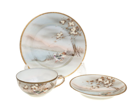 Japanese kutani porcelain trio