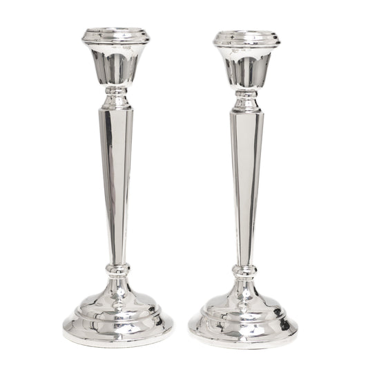 Pair Antique Silver Plated over Copper Telescopic Candlesticks - Victo –  Blue Cherry Antiques