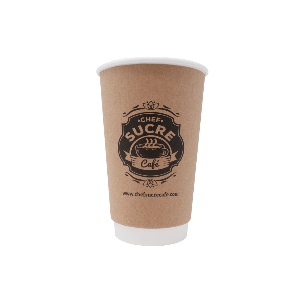 16oz Custom Printed Kraft Insulated Paper Hot Cups Kraft