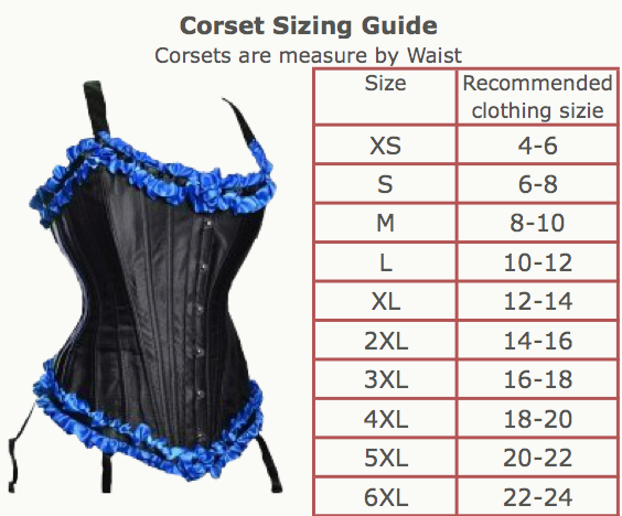 Image result for corset size guide abraskadabras