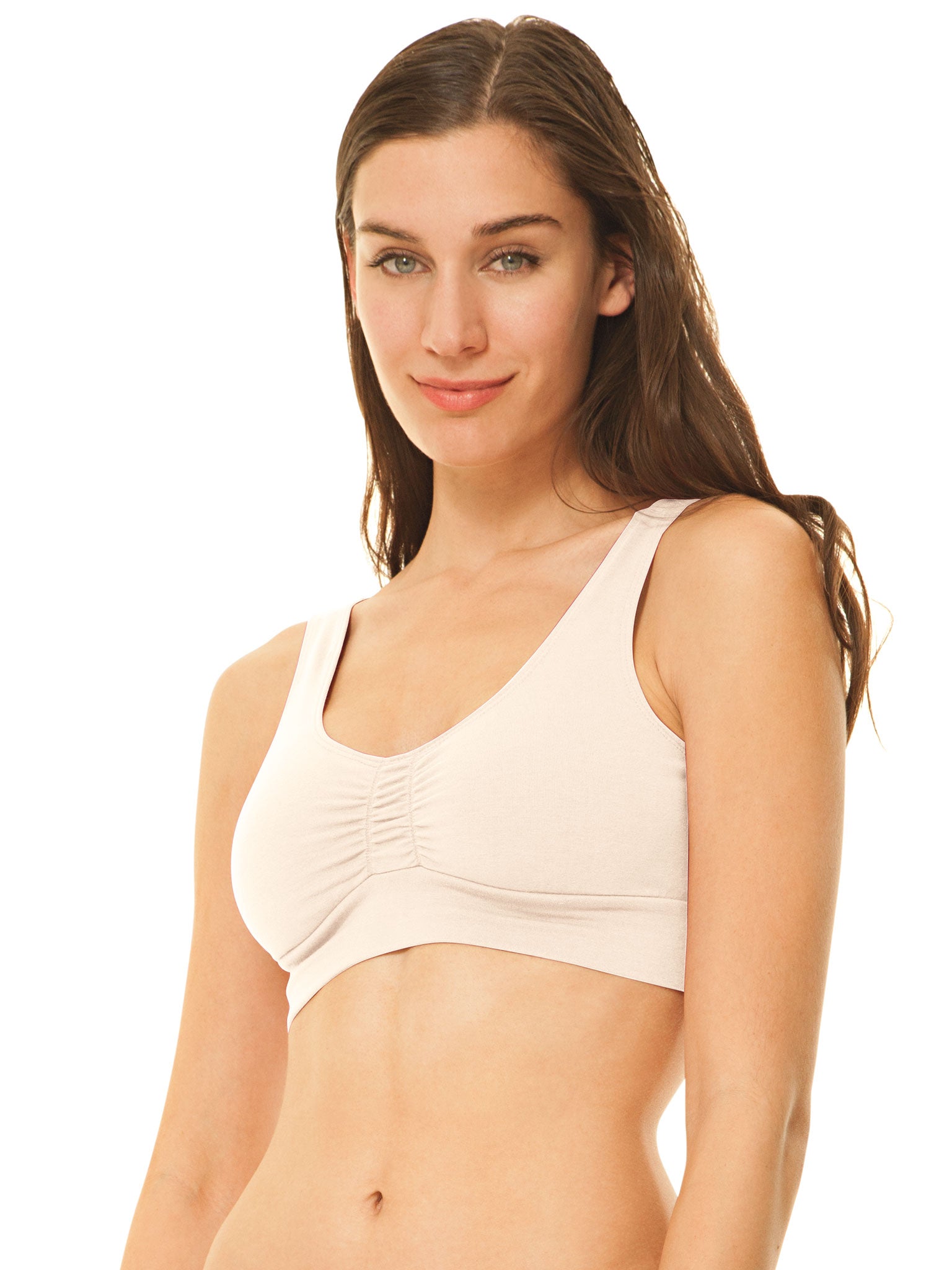 Organic Cotton Rib Low Cut Soft Bra - Blue Moon