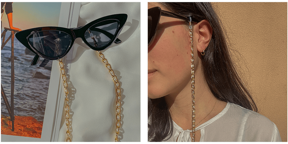 catena per occhiali con perle