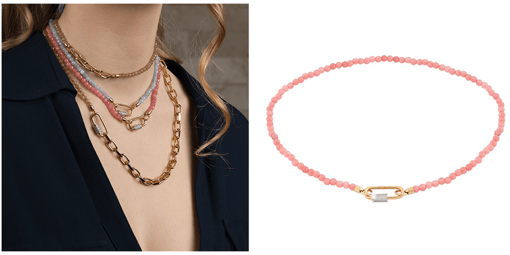 collana con perline rosa 