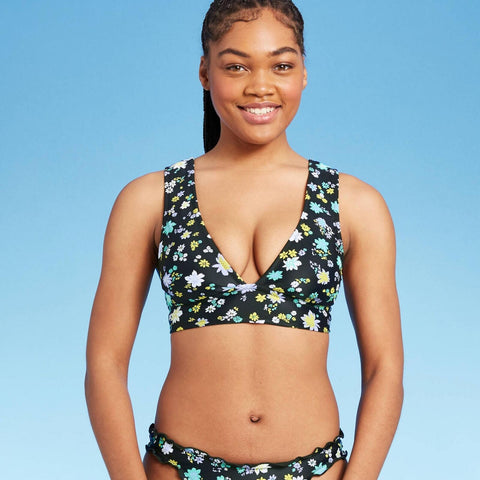 Shade & Shore Women's Longline Cut Out Bikini Top Green 34DD – Biggybargains