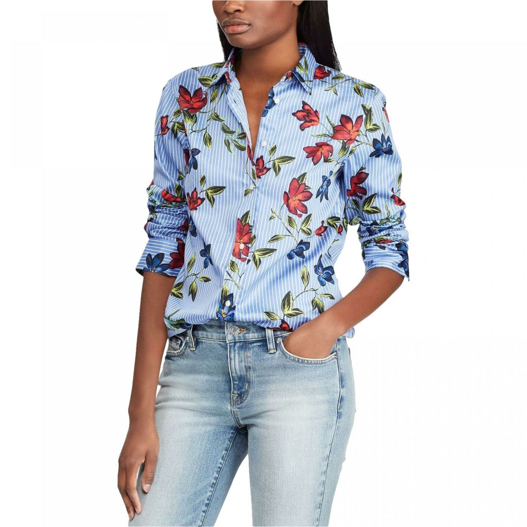 Lauren by Ralph Lauren Women's Pinstripe Floral Cotton Sateen Shirt –  Biggybargains