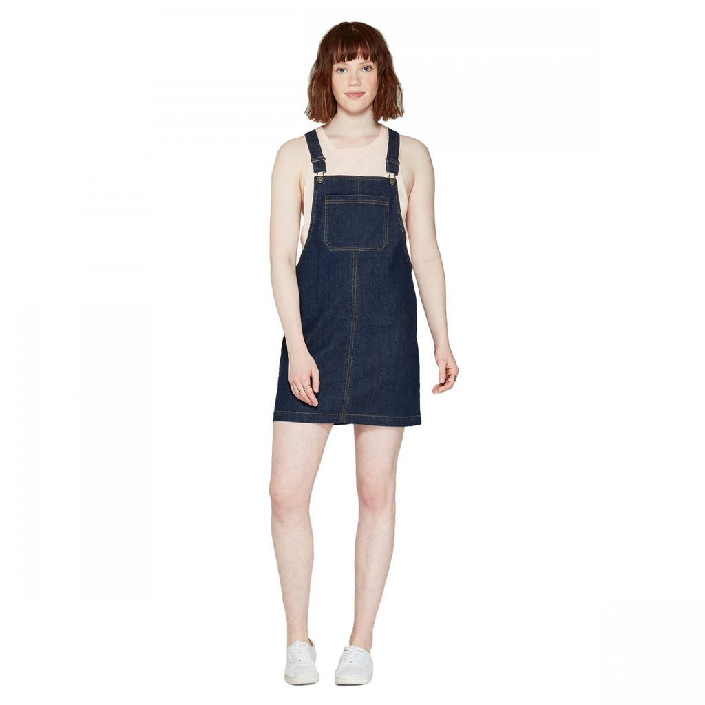 dark denim overall dress